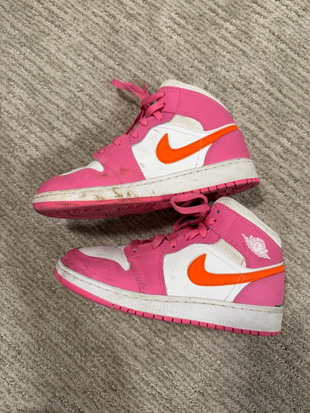 Nike Pink, Orange & White High-Top Sneakers